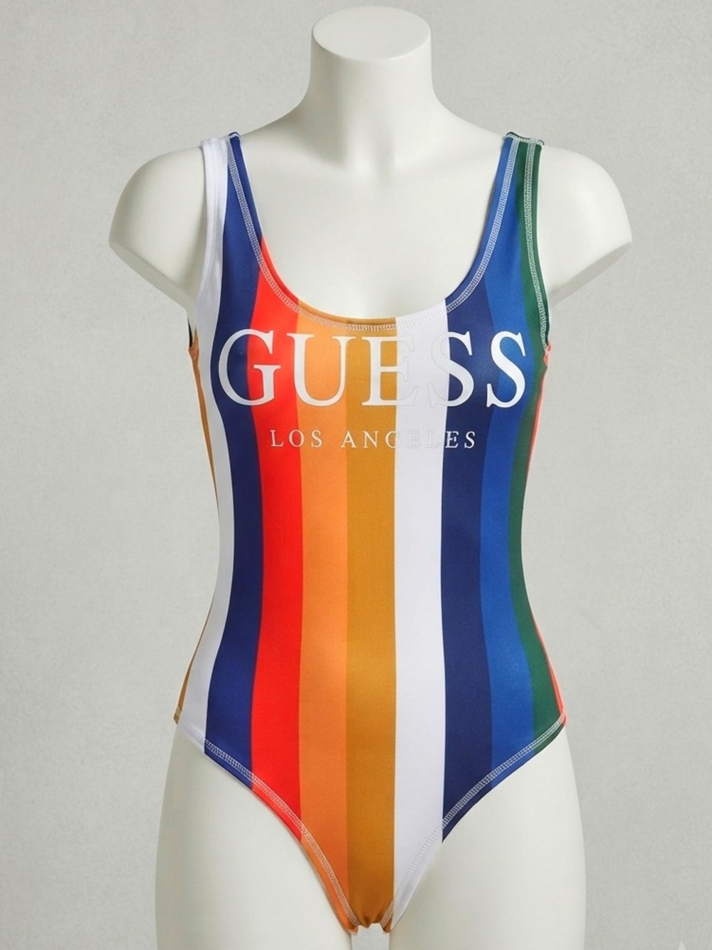 GUESS Rainbow Stripe Logo One-Piece Bodysuit - Multi